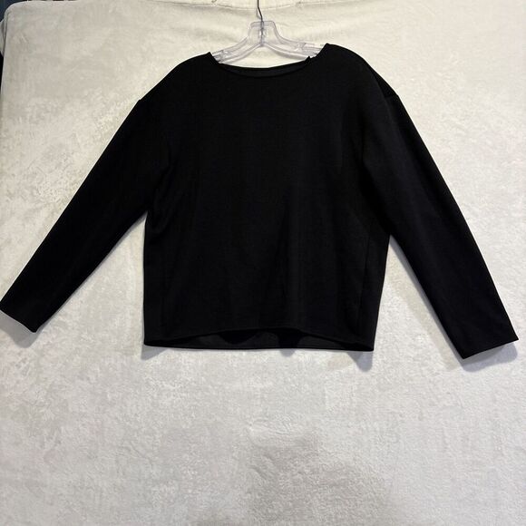Uniqlo Women's Stretch Double Face Pullover Pleated Back Modal Black Size Medium - Picture 1 of 16